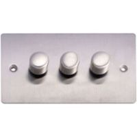 Holder 2-Way Triple Brushed Steel Dimmer Switch