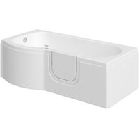 Cooke & Lewis LH Acrylic P Shaped Shower Bath (L)1675mm (W)750-850mm