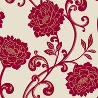 Statement Alanis Cream & Red Floral Wallpaper