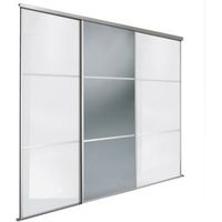 Premium Select White & Smoked Grey Mirror Sliding Wardrobe Door Kit (H)2220 Mm (W)914 Mm Pack Of 3