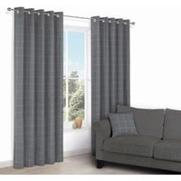 Carlena Grey Check Eyelet Lined Curtains (W)167cm (L)228cm