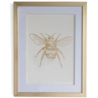 Bee Gold & White Framed Art (W)330mm (H)430mm