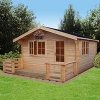 12X12 Kinver 34mm Tongue & Groove Timber Log Cabin With Felt Roof Tiles With Assembly Service