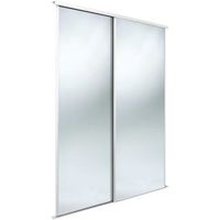 Classic Mirrored White Mirror Effect Sliding Wardrobe Door Kit (H)2220 Mm (W)610 Mm Pack Of 2