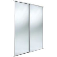 Classic Mirrored White Mirror Effect Sliding Wardrobe Door Kit (H)2220 Mm (W)762 Mm Pack Of 2