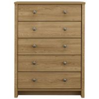 Manor Oak Effect 5 Drawer Chest (H)1152mm (W)858mm (D)450mm