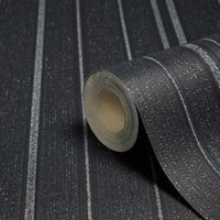 Fine Décor Winchester Black & Silver Stripe Wallpaper
