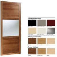 Made To Measure Shaker 3 Panel Wood Effect & Glass Sliding Wardrobe Door (W)741-913mm