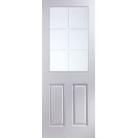 6 Lite Woodgrain Effect White Internal Glazed Door (H)1981mm (W)686mm