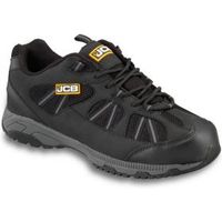 JCB Black & Grey Leather & Mesh Steel Toe Cap Compact Trainers Size 8