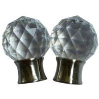 Stainless Steel Effect Acrylic Curtain Finial (Dia)28mm Pack Of 2