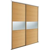 Fineline White Mirror Sliding Wardrobe Door Kit (H)2220 Mm (W)762 Mm Pack Of 2 - 5055332134263