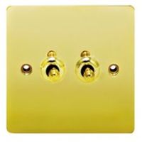 Holder 10A 2-Way Double Polished Brass Toggle Switch
