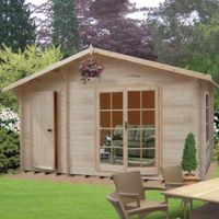 14X10 Bourne 28mm Tongue & Groove Timber Log Cabin With Felt Roof Tiles