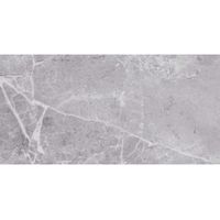 Silverthorne Marble Silver Stone Effect Plain Ceramic Wall Tile Pack Of 8 (L)248mm (W)498mm