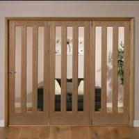 Saxton Vertical 3 Lite Oak Veneer Glazed Internal Folding Door RH (H)2035mm (W)2146mm - 5011944039396