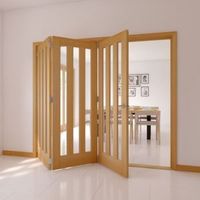 Saxton Vertical 3 Lite Oak Veneer Glazed Internal Folding Door LH (H)2035mm (W)2374mm - 5011944039402