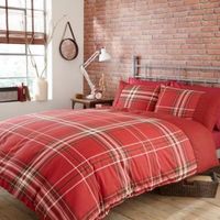 Brooklyn Check Red Double Bed Cover Set