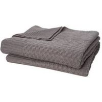 Grey Plain Knitted Throw