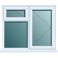 White PVCu RH Side Hung With Top Vent Over Fixed Lite Window (H)970mm (W)905mm