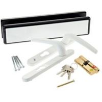 Gloss White External Straight Key Lock Door Handle Set