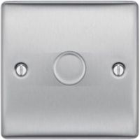 British General 2-Way Single Brushed Steel Dimmer Switch