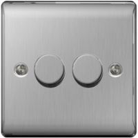 British General 2-Way Double Brushed Steel Dimmer Switch
