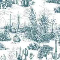 Fresco Arizona Teal Cacti Wallpaper