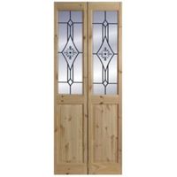 4 Panel Knotty Pine Glazed Internal Bi-Fold Door (H)2040mm (W)726mm