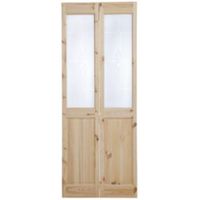 4 Panel Knotty Pine Glazed Internal Bi-Fold Door (H)1981mm (W)686mm