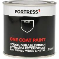 Fortress One Coat Interior & Exterior Black Matt Wood & Metal Paint 250ml Tester Pot