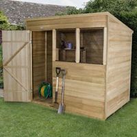 7X5 Pent Overlap Wooden Shed With Assembly Service Base Included - 5013053152263