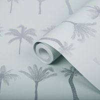Superfresco Easy Nikau Mint Green Trees Metallic Effect Wallpaper