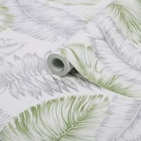 Superfresco Easy Daintree Green & Silver Palm Leaf Metallic Effect Wallpaper
