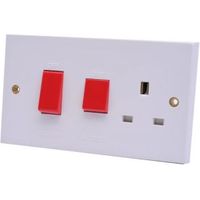 Propower 45A Double Pole White Cooker Switch & Socket