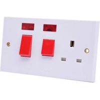 Propower 45A Double Pole White Cooker Switch & Socket With Neon