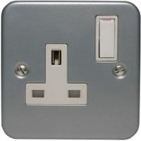 Marbo 13A Silver Switched Single Socket