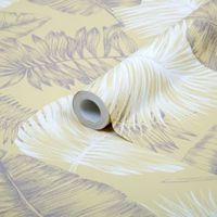 Superfresco Easy Daintree Yellow Palm Leaf Metallic Effect Wallpaper