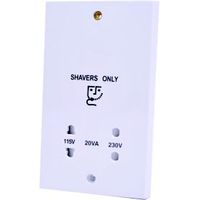 SMJ Square Edge White 115/230V Shaver Socket