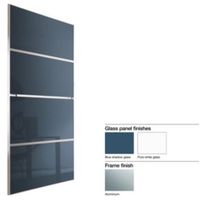 Made To Measure Minimalist 4 Panel Pure White & Blue Shadow Glass Sliding Wardrobe Door (W)741-913mm