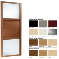 Made To Measure Shaker 3 Panel Glass & Wood Effect Sliding Wardrobe Door (W)914-1059mm