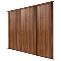 Natural Walnut Effect Sliding Wardrobe Door (H)2223 Mm (W)610 Mm Pack Of 3
