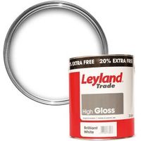 Leyland Trade Interior & Exterior Pure Brilliant White Gloss Wood & Metal Paint 3L