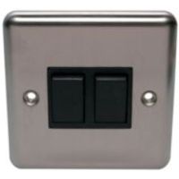 Volex 10A 2-Way Double Polished Steel Light Switch