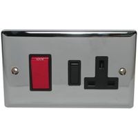 Holder 45A Double Pole Polished Chrome Effect Cooker Switch With 13 A Socket