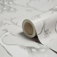 Fine Décor Empress White Foliage & Birds Glitter Effect Wallpaper