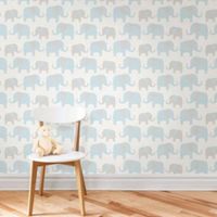 Wallpops Elephant Parade Blue Peel & Stick Wallpaper (L)5.5m (W)52cm