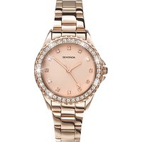 Sekonda 4253.27 Women's Temptation Crystal Bezel Bracelet Strap Watch, Rose Gold