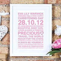 Megan Claire Personalised Christening Framed Print, 35.5 X 27.5cm