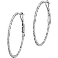 EWA 18ct White Gold Diamond Row Hoop Earrings, White Gold, 0.29ct